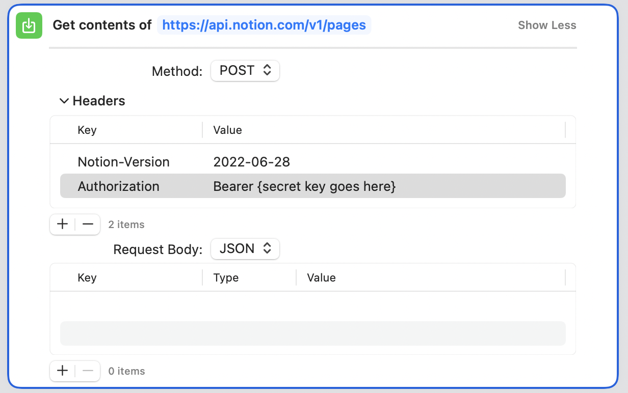 URL, method and headers of the request